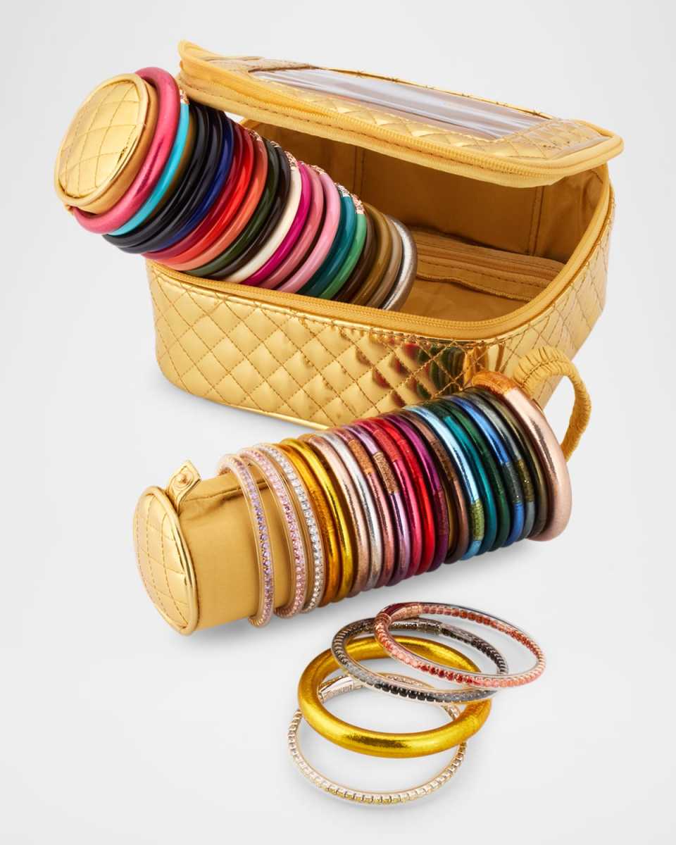 NM Exclusive Gold Travel Case and All Weather Bangle Bracelet Bundl